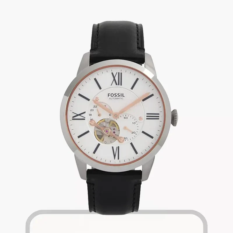 Fossil Townsman White Dial Black Leather Men's Watch- ME3104